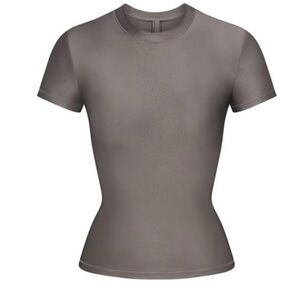 Skims Shine Spandex Jersey T-Shirt in Gray-Chalk